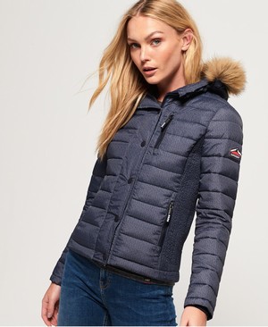 Superdry Fuji Slim Double Cipzár Hooded Női Kabát Szürke | ZODQR5741